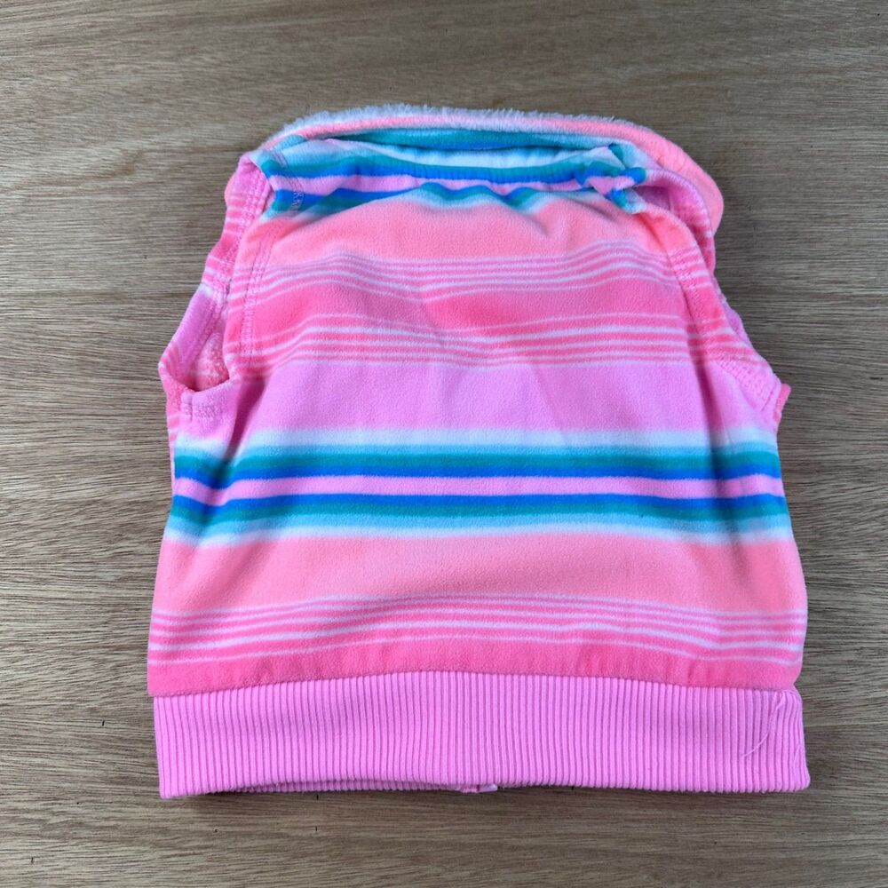 Carter’s Fleece Zip-Up Vest Pink Striped Sherpa Lined 6 Months - Picture 2 of 3